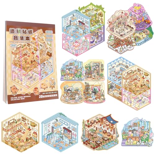 20 Sets 3D House Stickers, Cute Stickers Miniatur Haus Sticker 3D, 3D Sticker Scene, Haus Aufkleber Machen Sie Ihren Eigenen DIY-Aufkleber für Erwachsene und Kinder 20 Sets 3D House Stickers, Cute Stickers Miniatur Haus Sticker 3D, 3D Sticker Scene, Haus Aufkleber Machen Sie Ihren Eigenen DIY-Aufkleber für Erwachsene und Kinder von TYSM-CC