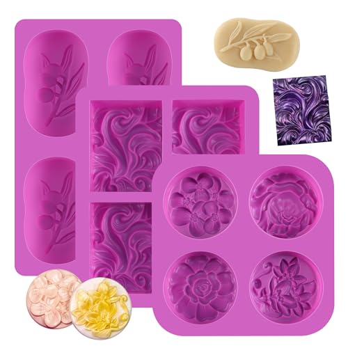 3 Stücke Seifenformen Silikon, 4 Hohlraum Seifen Silikonform Set, Antihaft SIlikonformen Gießformen Seifen, FormenWiederverwendbar, für DIY Hand Made, Schokolade, Jelly 3 Stücke Seifenformen Silikon, 4 Hohlraum Seifen Silikonform Set, Antihaft SIlikonformen Gießformen Seifen, FormenWiederverwendbar, für DIY Hand Made, Schokolade, Jelly von TYSM-CC