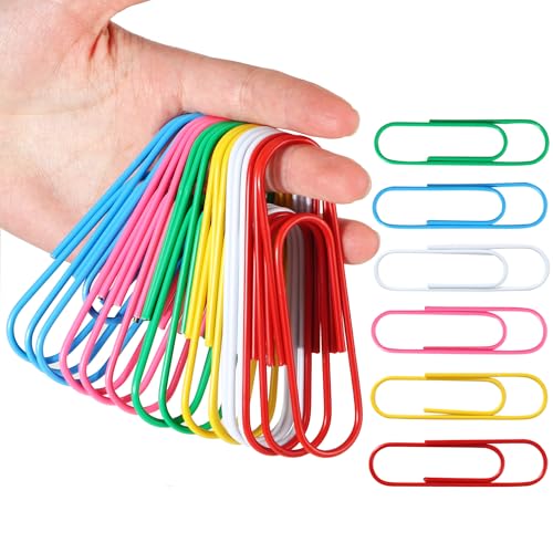 48er Pack XXL Büroklammern 100mm in 6 knalligen Farben – Rostfreie Metallklammern mit Griffmulden, Umweltlackierung & Extra-Halt (Ideal für Ordner, Präsentationen, Bastelprojekte) von TYSM-CC