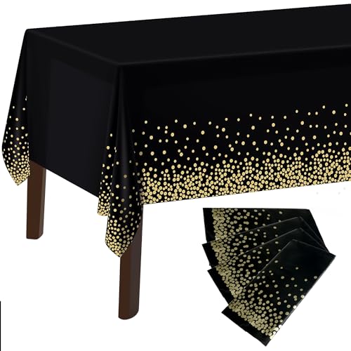 Party Tischdecken, 4 Stück Schwarz und Gold Party Tischdecke Einweg,137 x 274 cm Kunststoff Wasserabweisend Rechteckig Tischtuch Geeignet für Party, Geburtstag, Hochzeit, Weihnachten Party Tischdecken, 4 Stück Schwarz und Gold Party Tischdecke Einweg,137 x 274 cm Kunststoff Wasserabweisend Rechteckig Tischtuch Geeignet für Party, Geburtstag, Hochzeit, Weihnachten von TYSM-CC