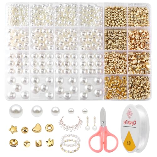 TYSM-CC Weiße Perlen Set Perlen und Zubehör für Erwachsene – Perfekt zum Basteln von Armbändern, Schmuck & Kreativprojekten – für Weihnachten, Geburtstage, Partys und DIY-Liebhaber von TYSM-CC