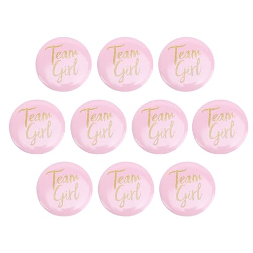 10 Stück Geschlecht Enthüllen Knopfs Tifte, Baby-Dusch Party Bevorzugt Dekorations Artikel, Baby-Dusch-Dekoration Button-Pins (Rosa) von TYTOGE