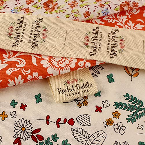20 x 60 mm Twill-Faltetiketten, individuelles Logo, Bekleidungsetikett, Nähzubehör, Regenbogen-Logo, handgefertigte Etiketten, (xw5554) (1#, 100 Stück) von TYU