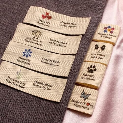 20 x 70 mm, Baumwoll-Twill-Gurtband, flache oder gefaltete Etiketten, Etiketten für Stricksachen, personalisierbar, handgefertigtes Etikett, Nähzubehör (Beige 2#, 20 Stück) von TYU