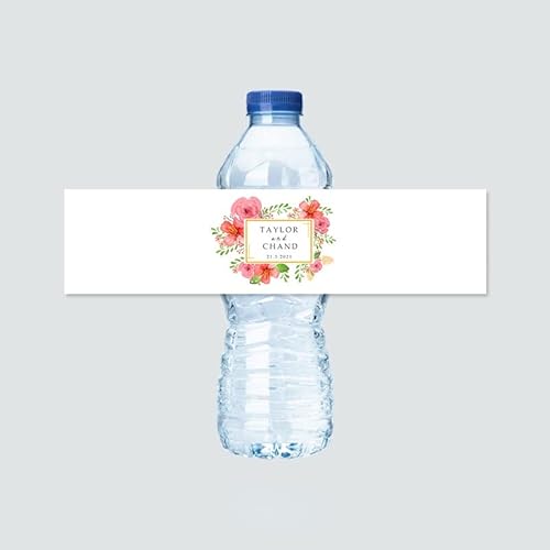 Personalisierbarer Blumen-Aufkleber für Hochzeit, Wasserflasche, personalisierbar, personalisierbar, Namentext, Brautschmuck, Babyparty, Geburtstag, Dekoration, (B) von TYU