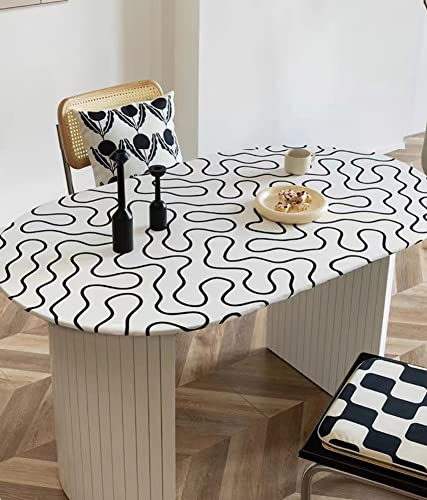 Ovale/rechteckige Stretch-Tischdecke, wasserdicht, Eck-Tischdecke, elastisch, Tischschutz, öldicht, für Küche, Esszimmer, Grillen, Picknick, Party Ovale/rechteckige Stretch-Tischdecke, wasserdicht, Eck-Tischdecke, elastisch, Tischschutz, öldicht, für Küche, Esszimmer, Grillen, Picknick, Party von TYUHAW