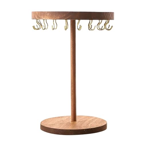 TYUIOP Schmuckständer aus Holz mit Mehrfachhaken, Schmuckorganizer für Ketten, Armbänder, Ohrringe & Ringe, Übersichtlicher Schmuckhalter für Schminktisch & Kommode (C) von TYUIOP