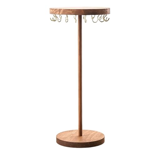 TYUIOP Schmuckständer aus Holz mit Mehrfachhaken, Schmuckorganizer für Ketten, Armbänder, Ohrringe & Ringe, Übersichtlicher Schmuckhalter für Schminktisch & Kommode (D) von TYUIOP