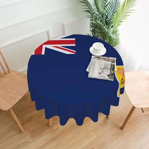 Runde dekorative Tischdecke, Motiv: Flagge der Türken- und Caicosinseln, knitterfrei, schmutzabweisend, wasserdicht, 152,4 cm rund, Polyestergewebe, geeignet für Restaurants/Küchen/Partys Runde dekorative Tischdecke, Motiv: Flagge der Türken- und Caicosinseln, knitterfrei, schmutzabweisend, wasserdicht, 152,4 cm rund, Polyestergewebe, geeignet für Restaurants/Küchen/Partys von TYUMH
