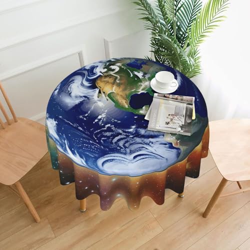 TYUMH Cosmic Earth Runde dekorative lange Tischdecke, knitterfrei, schmutzabweisend, wasserdicht, 152,4 cm rund, Polyestergewebe, geeignet für Restaurants/Küchen/Partys von TYUMH