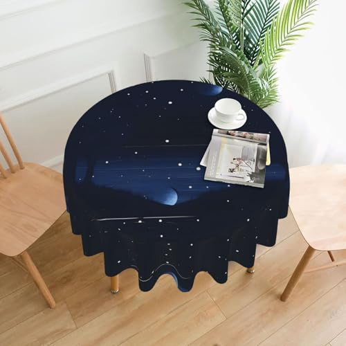 TYUMH Dunkelblaue Nachtsicht-Tischdecke, rund, dekorativ, lang, knitterfrei, schmutzabweisend, wasserdicht, 152,4 cm rund, Polyestergewebe, geeignet für Restaurants/Küchen/Partys TYUMH Dunkelblaue Nachtsicht-Tischdecke, rund, dekorativ, lang, knitterfrei, schmutzabweisend, wasserdicht, 152,4 cm rund, Polyestergewebe, geeignet für Restaurants/Küchen/Partys von TYUMH