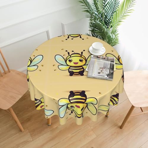 TYUMH Gelbe Biene, runde dekorative lange Tischdecke, knitterfrei, schmutzabweisend, wasserdicht, 152,4 cm rund, Polyestergewebe, geeignet für Restaurants/Küchen/Partys TYUMH Gelbe Biene, runde dekorative lange Tischdecke, knitterfrei, schmutzabweisend, wasserdicht, 152,4 cm rund, Polyestergewebe, geeignet für Restaurants/Küchen/Partys von TYUMH