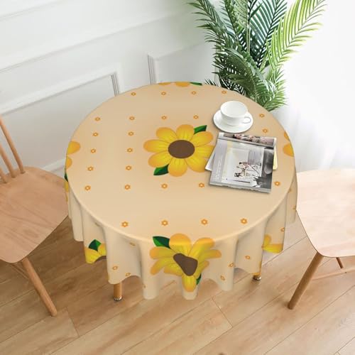 TYUMH Goldene Sonnenblume runde dekorative lange Tischdecke, knitterfrei, schmutzabweisend, wasserdicht, 152,4 cm rund, Polyestergewebe, geeignet für Restaurants/Küchen/Partys TYUMH Goldene Sonnenblume runde dekorative lange Tischdecke, knitterfrei, schmutzabweisend, wasserdicht, 152,4 cm rund, Polyestergewebe, geeignet für Restaurants/Küchen/Partys von TYUMH