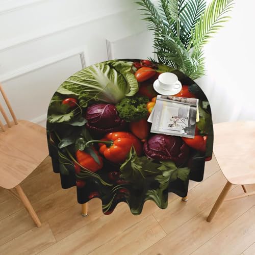 TYUMH Lots of Fresh Vegetables Runde dekorative lange Tischdecke, knitterfrei, schmutzabweisend, wasserdicht, 152,4 cm rund, Polyestergewebe, geeignet für Restaurants/Küchen/Partys TYUMH Lots of Fresh Vegetables Runde dekorative lange Tischdecke, knitterfrei, schmutzabweisend, wasserdicht, 152,4 cm rund, Polyestergewebe, geeignet für Restaurants/Küchen/Partys von TYUMH