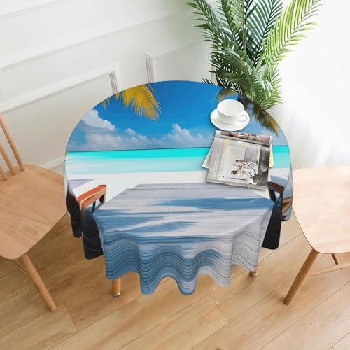 TYUMH Maldives Holidays Runde dekorative lange Tischdecke, knitterfrei, schmutzabweisend, wasserdicht, 152,4 cm rund, Polyestergewebe, geeignet für Restaurants/Küchen/Partys TYUMH Maldives Holidays Runde dekorative lange Tischdecke, knitterfrei, schmutzabweisend, wasserdicht, 152,4 cm rund, Polyestergewebe, geeignet für Restaurants/Küchen/Partys von TYUMH