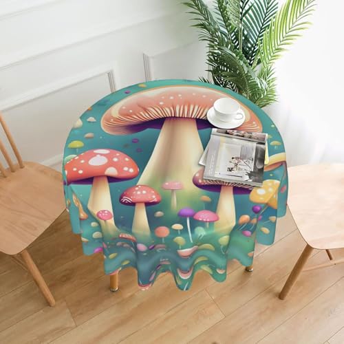 TYUMH Pretty Little Mushrooms Runde dekorative lange Tischdecke, knitterfrei, schmutzabweisend, wasserdicht, 152,4 cm rund, Polyestergewebe, geeignet für Restaurants/Küchen/Partys TYUMH Pretty Little Mushrooms Runde dekorative lange Tischdecke, knitterfrei, schmutzabweisend, wasserdicht, 152,4 cm rund, Polyestergewebe, geeignet für Restaurants/Küchen/Partys von TYUMH