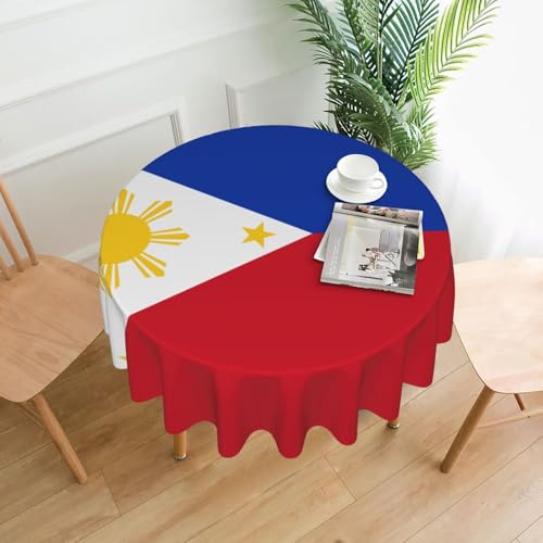 TYUMH Runde Tischdecke, Motiv: Philippinische Flagge, dekorativ, lang, knitterfrei, schmutzabweisend, wasserdicht, 152,4 cm rund, Polyestergewebe, geeignet für Restaurants/Küchen/Partys TYUMH Runde Tischdecke, Motiv: Philippinische Flagge, dekorativ, lang, knitterfrei, schmutzabweisend, wasserdicht, 152,4 cm rund, Polyestergewebe, geeignet für Restaurants/Küchen/Partys von TYUMH