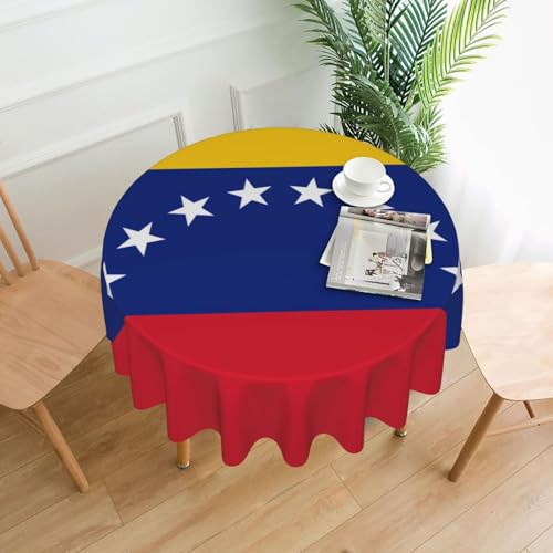 TYUMH Runde dekorative Tischdecke, Motiv: Flagge von Venezuela, knitterfrei, schmutzabweisend, wasserdicht, 152,4 cm rund, Polyestergewebe, geeignet für Restaurants/Küchen/Partys TYUMH Runde dekorative Tischdecke, Motiv: Flagge von Venezuela, knitterfrei, schmutzabweisend, wasserdicht, 152,4 cm rund, Polyestergewebe, geeignet für Restaurants/Küchen/Partys von TYUMH