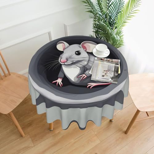 TYUMH Runde dekorative Tischdecke, Motiv: Maus im Loch, knitterfrei, schmutzabweisend, wasserdicht, 152,4 cm rund, Polyestergewebe, geeignet für Restaurants/Küchen/Partys TYUMH Runde dekorative Tischdecke, Motiv: Maus im Loch, knitterfrei, schmutzabweisend, wasserdicht, 152,4 cm rund, Polyestergewebe, geeignet für Restaurants/Küchen/Partys von TYUMH