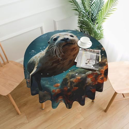 TYUMH Runde dekorative Tischdecke, rund, schmutzabweisend, wasserdicht, 152,4 cm rund, Polyestergewebe, geeignet für Restaurants/Küchen/Partys TYUMH Runde dekorative Tischdecke, rund, schmutzabweisend, wasserdicht, 152,4 cm rund, Polyestergewebe, geeignet für Restaurants/Küchen/Partys von TYUMH