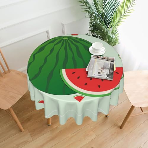 TYUMH Runde dekorative Tischdecke mit Cartoon-Wassermelonen-Motiv, knitterfrei, schmutzabweisend, wasserdicht, 152,4 cm rund, Polyestergewebe, geeignet für Restaurants/Küchen/Partys TYUMH Runde dekorative Tischdecke mit Cartoon-Wassermelonen-Motiv, knitterfrei, schmutzabweisend, wasserdicht, 152,4 cm rund, Polyestergewebe, geeignet für Restaurants/Küchen/Partys von TYUMH