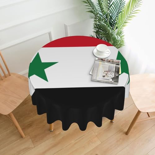 TYUMH Runde dekorative Tischdecke mit Flagge der Arabischen Republik Syrien, knitterfrei, schmutzabweisend, wasserdicht, 152,4 cm rund, Polyestergewebe, geeignet für Restaurants/Küchen/Partys TYUMH Runde dekorative Tischdecke mit Flagge der Arabischen Republik Syrien, knitterfrei, schmutzabweisend, wasserdicht, 152,4 cm rund, Polyestergewebe, geeignet für Restaurants/Küchen/Partys von TYUMH