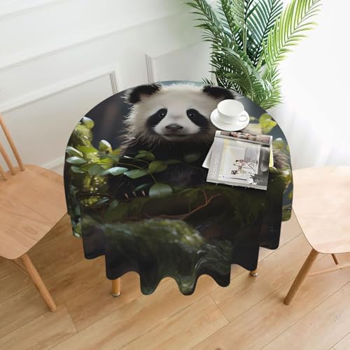 TYUMH Runde dekorative Tischdecke mit Panda-Motiv im Wald, knitterfrei, schmutzabweisend, wasserdicht, 152,4 cm rund, Polyestergewebe, geeignet für Restaurants/Küchen/Partys TYUMH Runde dekorative Tischdecke mit Panda-Motiv im Wald, knitterfrei, schmutzabweisend, wasserdicht, 152,4 cm rund, Polyestergewebe, geeignet für Restaurants/Küchen/Partys von TYUMH