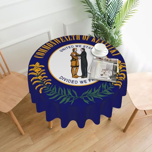 TYUMH Runde dekorative Tischdecke mit Staatsflagge von Kentucky, knitterfrei, schmutzabweisend, wasserdicht, 152,4 cm rund, Polyestergewebe, geeignet für Restaurants/Küchen/Partys TYUMH Runde dekorative Tischdecke mit Staatsflagge von Kentucky, knitterfrei, schmutzabweisend, wasserdicht, 152,4 cm rund, Polyestergewebe, geeignet für Restaurants/Küchen/Partys von TYUMH