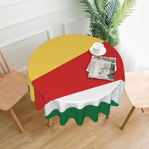 TYUMH Runde dekorative Tischdecke mit der Flagge der Seychellen, knitterfrei, schmutzabweisend, wasserdicht, 152,4 cm rund, Polyestergewebe, geeignet für Restaurants/Küchen/Partys TYUMH Runde dekorative Tischdecke mit der Flagge der Seychellen, knitterfrei, schmutzabweisend, wasserdicht, 152,4 cm rund, Polyestergewebe, geeignet für Restaurants/Küchen/Partys von TYUMH