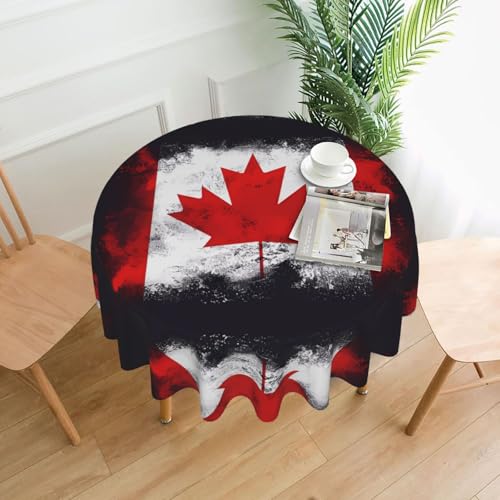 TYUMH Runde dekorative Tischdecke mit kanadischer Flagge, knitterfrei, schmutzabweisend, wasserdicht, 152,4 cm rund, Polyestergewebe, geeignet für Restaurants/Küchen/Partys TYUMH Runde dekorative Tischdecke mit kanadischer Flagge, knitterfrei, schmutzabweisend, wasserdicht, 152,4 cm rund, Polyestergewebe, geeignet für Restaurants/Küchen/Partys von TYUMH