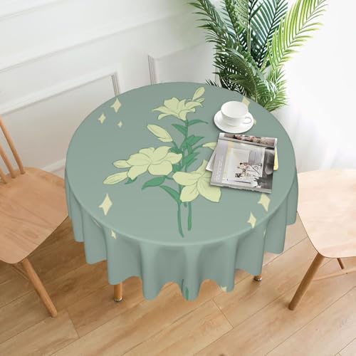TYUMH Runde dekorative lange Tischdecke, Cartoon-weiße Lilien, knitterfrei, schmutzabweisend, wasserdicht, 152,4 cm rund, Polyestergewebe, geeignet für Restaurants/Küchen/Partys TYUMH Runde dekorative lange Tischdecke, Cartoon-weiße Lilien, knitterfrei, schmutzabweisend, wasserdicht, 152,4 cm rund, Polyestergewebe, geeignet für Restaurants/Küchen/Partys von TYUMH