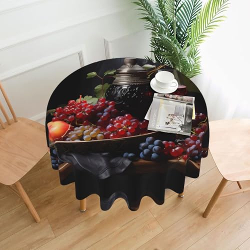 TYUMH Runde dekorative lange Tischdecke, knitterfrei, schmutzabweisend, wasserdicht, 152,4 cm rund, Polyestergewebe, geeignet für Restaurants/Küchen/Partys TYUMH Runde dekorative lange Tischdecke, knitterfrei, schmutzabweisend, wasserdicht, 152,4 cm rund, Polyestergewebe, geeignet für Restaurants/Küchen/Partys von TYUMH