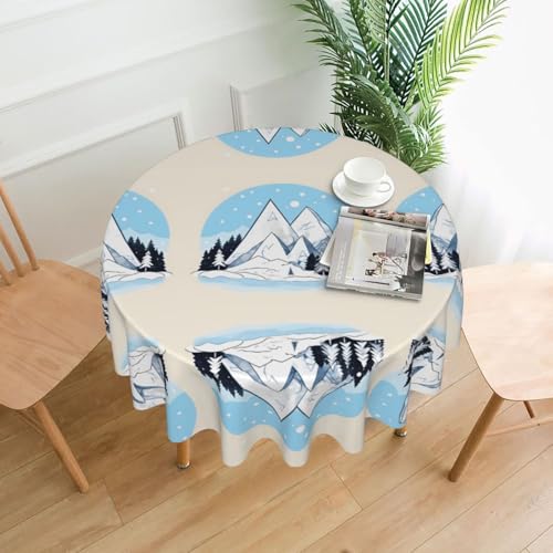 TYUMH Runde dekorative lange Tischdecke, schneebedeckte Berge, knitterfrei, schmutzabweisend, wasserdicht, 152,4 cm rund, Polyestergewebe, geeignet für Restaurants/Küchen/Partys TYUMH Runde dekorative lange Tischdecke, schneebedeckte Berge, knitterfrei, schmutzabweisend, wasserdicht, 152,4 cm rund, Polyestergewebe, geeignet für Restaurants/Küchen/Partys von TYUMH
