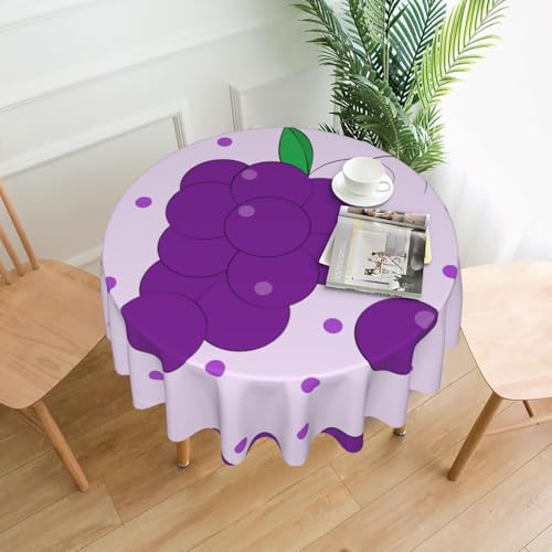 TYUMH Runde dekorative lange Tischdecke mit Cartoon-Trauben, knitterfrei, schmutzabweisend, wasserdicht, 152,4 cm rund, Polyestergewebe, geeignet für Restaurants/Küchen/Partys TYUMH Runde dekorative lange Tischdecke mit Cartoon-Trauben, knitterfrei, schmutzabweisend, wasserdicht, 152,4 cm rund, Polyestergewebe, geeignet für Restaurants/Küchen/Partys von TYUMH
