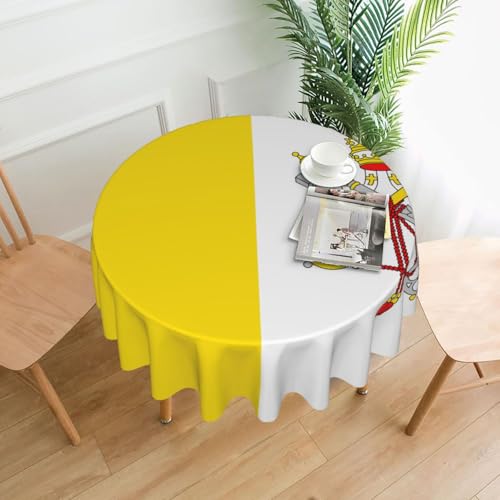 TYUMH Runde dekorative lange Tischdecke mit Vatikan-Flagge, knitterfrei, schmutzabweisend, wasserdicht, 152,4 cm rund, Polyestergewebe, geeignet für Restaurants/Küchen/Partys TYUMH Runde dekorative lange Tischdecke mit Vatikan-Flagge, knitterfrei, schmutzabweisend, wasserdicht, 152,4 cm rund, Polyestergewebe, geeignet für Restaurants/Küchen/Partys von TYUMH