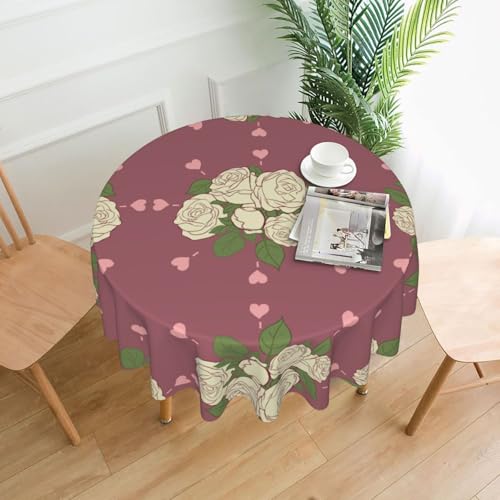 TYUMH Weiße Rose der Liebe, runde dekorative lange Tischdecke, knitterfrei, schmutzabweisend, wasserdicht, 152,4 cm rund, Polyestergewebe, geeignet für Restaurants/Küchen/Partys TYUMH Weiße Rose der Liebe, runde dekorative lange Tischdecke, knitterfrei, schmutzabweisend, wasserdicht, 152,4 cm rund, Polyestergewebe, geeignet für Restaurants/Küchen/Partys von TYUMH