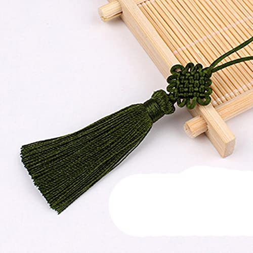2 Teile/los 5 cm chinesische knotenquaste seidenfransen nähen Pony quaste trimmen dekorative schlüsselquasten für DIY vorhänge dekoration-13 Militärgrün von TYUTEQN