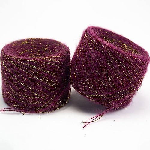 Baumwollgarn, 250g Gold Silver Silk Wool Metallized Yarn Skein DIY Thick Crochet Knit Yarn von TYUrmiui