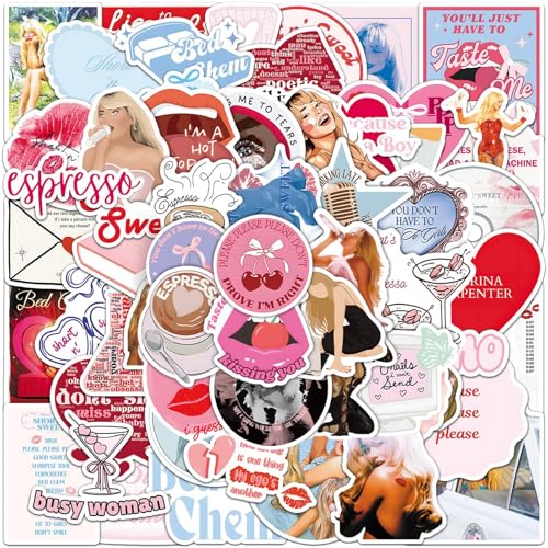 TYXHXTF 100 Stück Singers Sabrina Aufkleber, Musik Aufkleber, Sabrina Cartoon Graffiti, Vinyl Wasserdicht Sticker, für Mädchen Erwachsene Teen Laptop Skateboard Fahrrad Gepäck von TYXHXTF