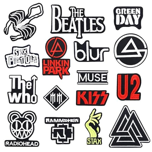 TYXHXTF 16 Stück Bügelflicken, Patches Zum AufbüGeln, Flicken zum Aufbügeln, Bügel Patches, Musik Patch für Kleidung Jeans T-Shirt Taschen Textilien von TYXHXTF