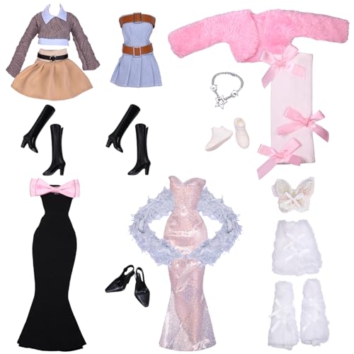 TYXHXTF 21 Stück Puppen Kleidung und Zubehör, Kompatibel mit Barbie, 6 Outfits Abendkleider Fashion Set, für 11.5 Zoll Mädchen Puppen von TYXHXTF