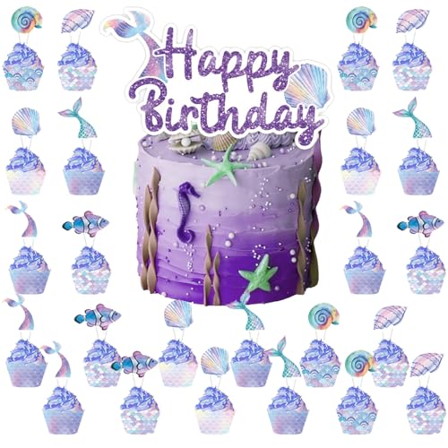TYXHXTF 25 Stück Meerjungfrau Tortendeko, Ocean Theme Kuchendekoration, Mermaid Cake Toppers für Junge Mädchen Party Geburtstag Party Kuchen Dekoration Supplies TYXHXTF 25 Stück Meerjungfrau Tortendeko, Ocean Theme Kuchendekoration, Mermaid Cake Toppers für Junge Mädchen Party Geburtstag Party Kuchen Dekoration Supplies von TYXHXTF