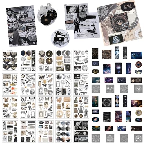 TYXHXTF 300PCS Vintage Scrapbook Aufkleber Set, Mond über-Thema Reise Scrapbooking Aufkleber, Aufkleber für DIY Koffer Scrapbook Skateboard Laptop Motorrad Wasserfest TYXHXTF 300PCS Vintage Scrapbook Aufkleber Set, Mond über-Thema Reise Scrapbooking Aufkleber, Aufkleber für DIY Koffer Scrapbook Skateboard Laptop Motorrad Wasserfest von TYXHXTF