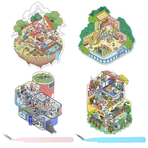 TYXHXTF 4 Sets 3D House Stickers, Tree House Party Sticker 3D, 3D Sticker Scene, Haus Aufkleber Machen Sie Ihren Eigenen, Relief Stress für Erwachsene und Kinder TYXHXTF 4 Sets 3D House Stickers, Tree House Party Sticker 3D, 3D Sticker Scene, Haus Aufkleber Machen Sie Ihren Eigenen, Relief Stress für Erwachsene und Kinder von TYXHXTF