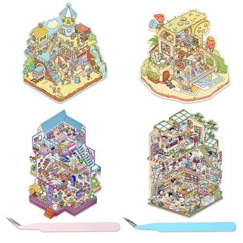 TYXHXTF 4 Sets 3D House Stickers, Vergnügungspark Sticker 3D, 3D Sticker Scene, Haus Aufkleber Machen Sie Ihren Eigenen, Relief Stress für Erwachsene und Kinder TYXHXTF 4 Sets 3D House Stickers, Vergnügungspark Sticker 3D, 3D Sticker Scene, Haus Aufkleber Machen Sie Ihren Eigenen, Relief Stress für Erwachsene und Kinder von TYXHXTF