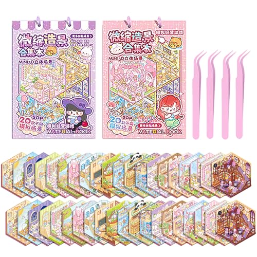 TYXHXTF 40 Sets 3D House Stickers, Miniatur Haus Sticker 3D, 3D Sticker Scene, Haus Aufkleber Machen Sie Ihren Eigenen, Relief Stress für Erwachsene und Kinder von TYXHXTF