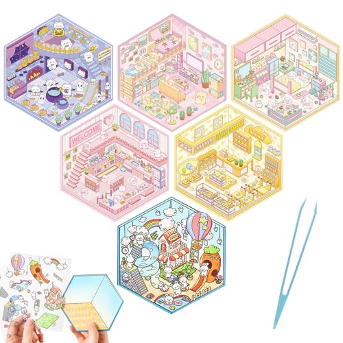 TYXHXTF 6 Sets 3D House Stickers, 3D Sticker Scene, Miniatur Haus Sticker 3D, Haus Aufkleber Machen Sie Ihren Eigenen, Relief Stress für Erwachsene und Kinder TYXHXTF 6 Sets 3D House Stickers, 3D Sticker Scene, Miniatur Haus Sticker 3D, Haus Aufkleber Machen Sie Ihren Eigenen, Relief Stress für Erwachsene und Kinder von TYXHXTF
