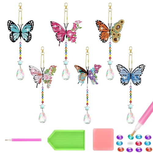 TYXHXTF 6 Stück Diamond Painting, Schmetterling Diamond Painting Anhänger, Windspiel Bastelset Spielzeug, Basteln Set für Mädchen Geschenke 6-12 Jahre TYXHXTF 6 Stück Diamond Painting, Schmetterling Diamond Painting Anhänger, Windspiel Bastelset Spielzeug, Basteln Set für Mädchen Geschenke 6-12 Jahre von TYXHXTF