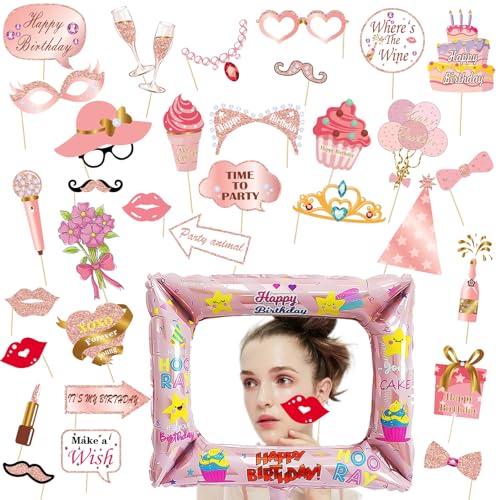 TYXHXTF Geburtstag Foto Requisiten, Fotobox Accessoires, Aufblasbarer Fotorahmen, Rosegold Foto Booth Requisiten Dekoration, Party Zubehör für Mädchen Frauen TYXHXTF Geburtstag Foto Requisiten, Fotobox Accessoires, Aufblasbarer Fotorahmen, Rosegold Foto Booth Requisiten Dekoration, Party Zubehör für Mädchen Frauen von TYXHXTF