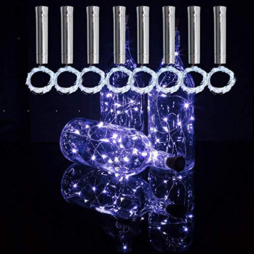 TYXSHIYE 8PCS Korken mit LED Lichterkette Kaltweiß, 2M/78.74in 20LED Flaschenlichter AA Batterie, Immer beleuchten, Weinflaschen Korkenlicht Flaschenlicht für Party Hochzeit Weihnachten von TYXSHIYE